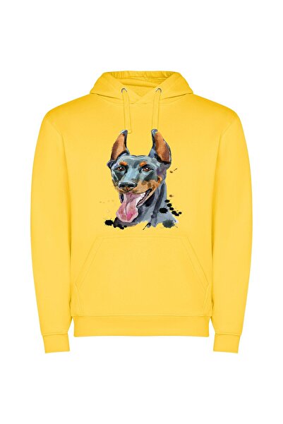 iLovePrints Stylish Canine Portraiture Φούτερ με κουκούλα σε χρώμα Κίτρινο