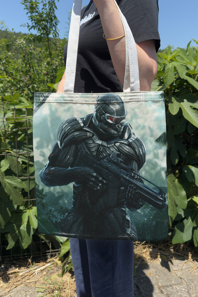 ZipZap حقيبة قماشية مطبوعة على الوجهين من Crysis V2، لعبة كمبيوتر، لعبة فيديو