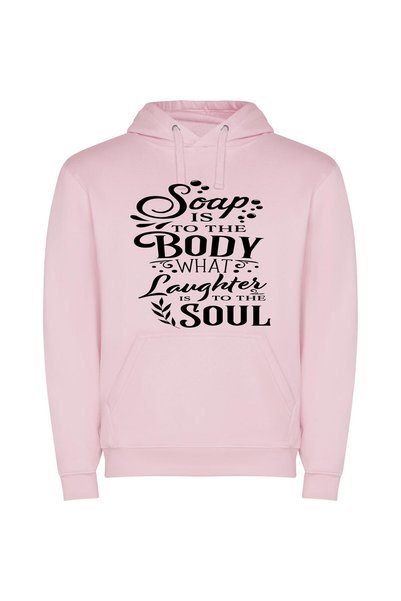 iLovePrints Soulful Full-Body Laughter Φούτερ με κουκούλα σε χρώμα Ροζ