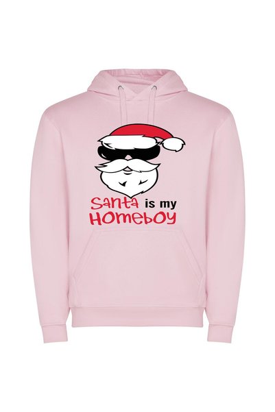 iLovePrints Festive Santa's Stylish Vector Φούτερ με κουκούλα σε χρώμα Ροζ