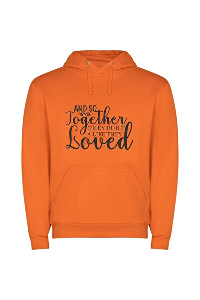 iLovePrints Beloved Life Builders Φούτερ με κουκούλα σε χρώμα Πορτοκαλί