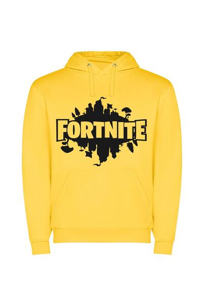 iLovePrints Epic Fortnite Logo Design Φούτερ με κουκούλα σε χρώμα Κίτρινο