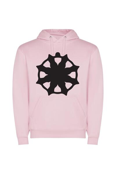 iLovePrints Monochrome Floral Imperialism Φούτερ με κουκούλα σε χρώμα Ροζ