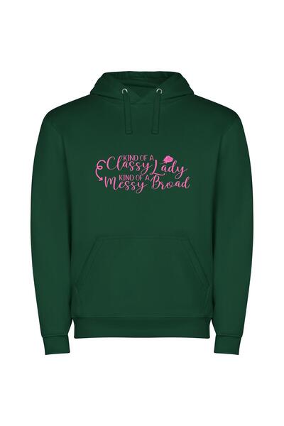 iLovePrints Elegant Chaos Unleashed Φούτερ με κουκούλα σε χρώμα Πράσινο