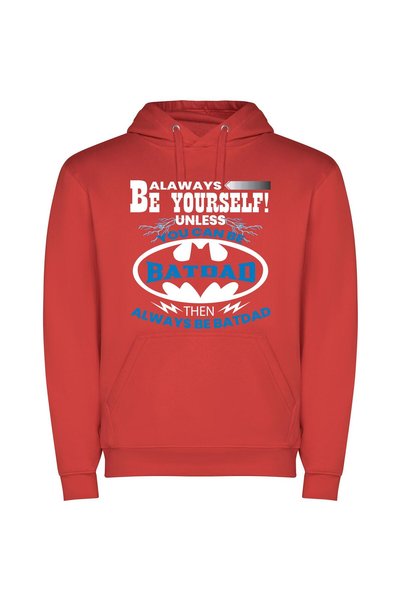 iLovePrints Badass Batdad Chronicles Φούτερ με κουκούλα σε χρώμα Κόκκινο