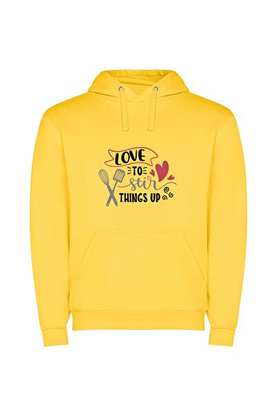 iLovePrints Love's Creative Culinary Chaos Φούτερ με κουκούλα σε χρώμα Κίτρινο