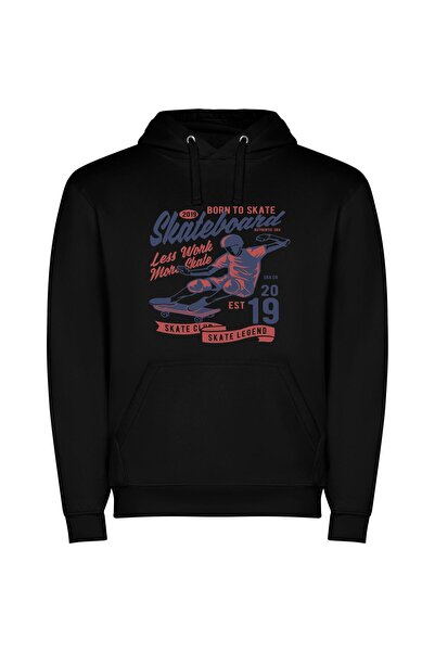 iLovePrints Airborne Skater Style Φούτερ με κουκούλα σε χρώμα Μαύρο