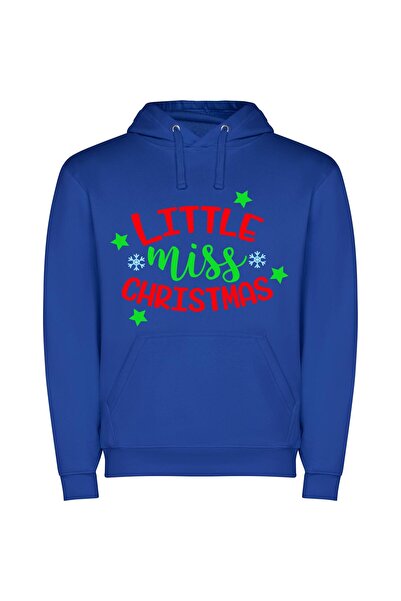 iLovePrints Merry Miss Christmas Delights Φούτερ με κουκούλα σε χρώμα Μπλε