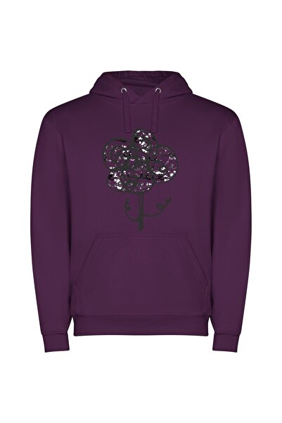 iLovePrints ''Elegant Floral Metal Sketch'' Φούτερ με κουκούλα σε χρώμα Μωβ