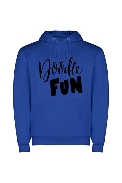 iLovePrints Inked Mobile Doodle Fun Φούτερ με κουκούλα σε χρώμα Μπλε