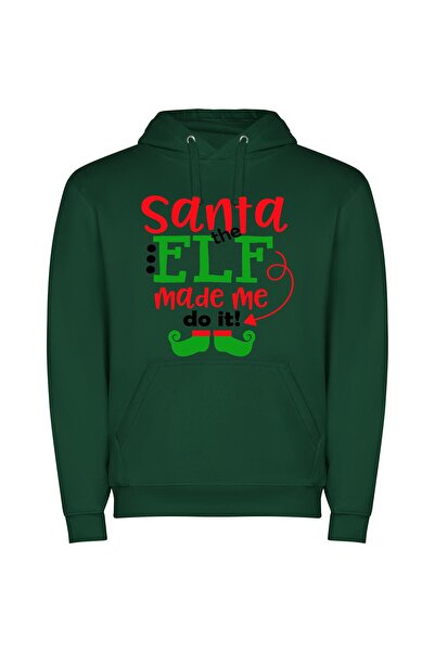 iLovePrints Mischievous Elf Shenanigans Φούτερ με κουκούλα σε χρώμα Πράσινο