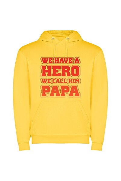 iLovePrints Papa: The Artistic Hero Φούτερ με κουκούλα σε χρώμα Κίτρινο