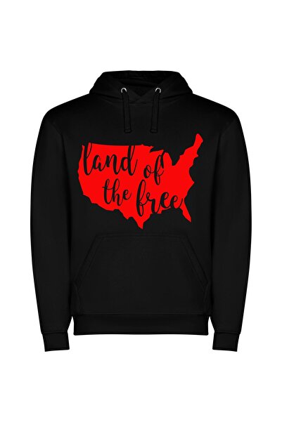 iLovePrints USA Freedom Map Φούτερ με κουκούλα σε χρώμα Μαύρο