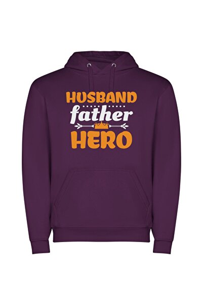 iLovePrints Gentleman Hero: Father & Husband Φούτερ με κουκούλα σε χρώμα Μωβ
