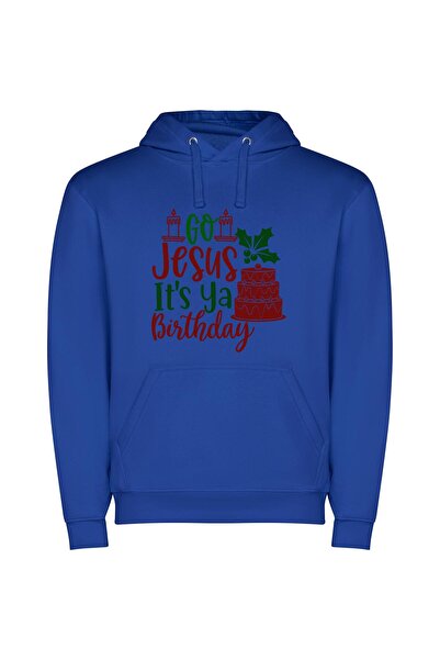 iLovePrints Holly Cake: Christ's Celebration! Φούτερ με κουκούλα σε χρώμα Μπλε