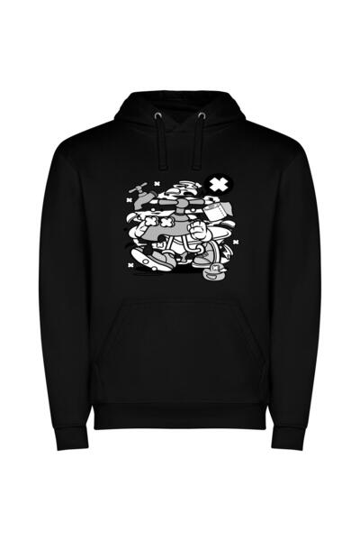 iLovePrints Scooter Man: Vector Noir Φούτερ με κουκούλα σε χρώμα Μαύρο