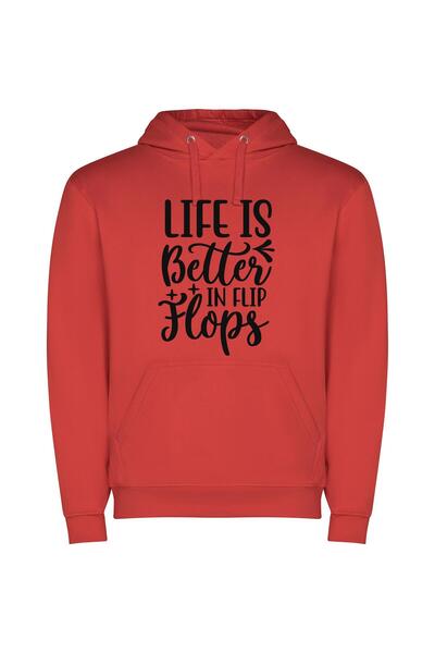 iLovePrints Flipping Through Life's Joys Φούτερ με κουκούλα σε χρώμα Κόκκινο