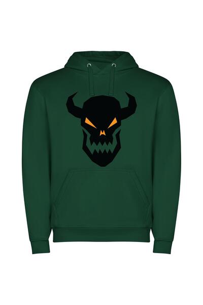 iLovePrints Shadow Horned Monsters Φούτερ με κουκούλα σε χρώμα Πράσινο