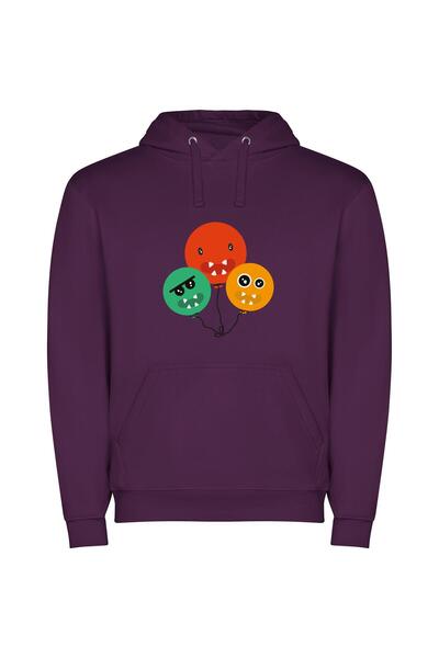 iLovePrints Monster Balloon Party Φούτερ με κουκούλα σε χρώμα Μωβ