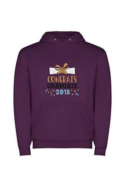iLovePrints Bow-Topped 2018 Grad Φούτερ με κουκούλα σε χρώμα Μωβ