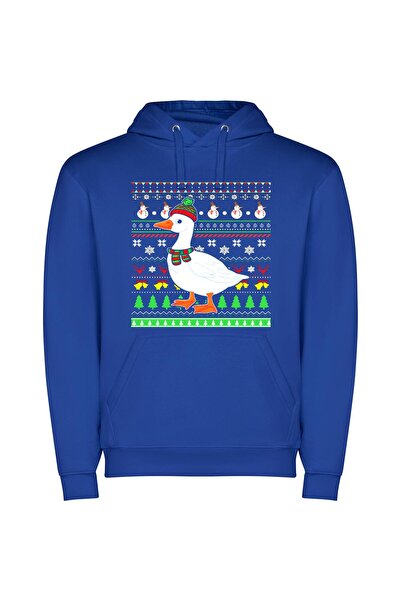 iLovePrints Festive Fowl Fashion Fiesta Φούτερ με κουκούλα σε χρώμα Μπλε