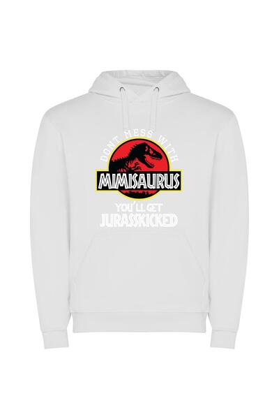iLovePrints Jurassic Minimal Logo Close-Up Φούτερ με κουκούλα σε χρώμα Λευκό