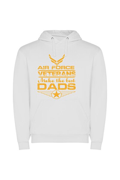 iLovePrints Proud Air Force Dads Φούτερ με κουκούλα σε χρώμα Λευκό
