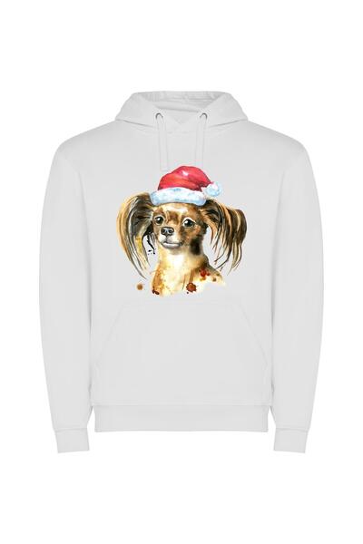 iLovePrints Santa's Toy Terrier Φούτερ με κουκούλα σε χρώμα Λευκό