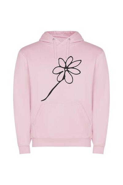 iLovePrints Mono Floral Elegance Φούτερ με κουκούλα σε χρώμα Ροζ