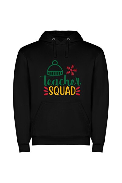 iLovePrints Charming Snowflake Teacher Squad Φούτερ με κουκούλα σε χρώμα Μαύρο