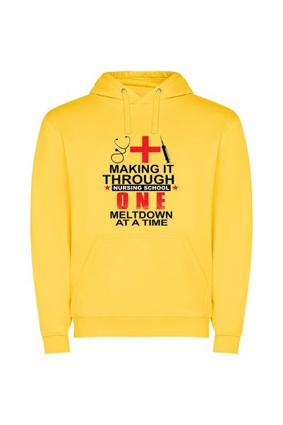 iLovePrints Nursing Meltdowns Unleashed! Φούτερ με κουκούλα σε χρώμα Κίτρινο