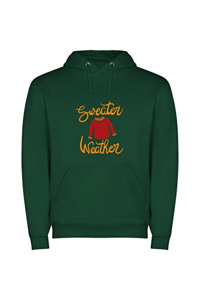 iLovePrints Cosy Sweater Weather Style Φούτερ με κουκούλα σε χρώμα Πράσινο