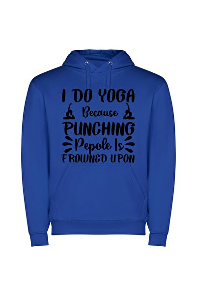 iLovePrints Profound Yoga, Panic-Free Φούτερ με κουκούλα σε χρώμα Μπλε