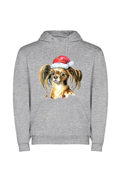 iLovePrints Santa's Toy Terrier Φούτερ με κουκούλα σε χρώμα Γκρι