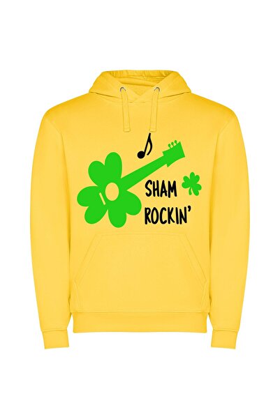 iLovePrints Shamrock Shaggy Rockin' Φούτερ με κουκούλα σε χρώμα Κίτρινο