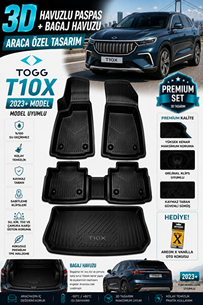 Genel Markalar TOGG T10X 2024 MODEL UYUMLU 3D ARACA ÖZEL HAVUZLU PASPAS+BAGAJ...