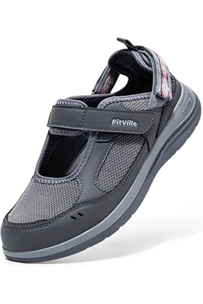 FitVille أحذية نسائية واسعة، صنادل نسائية، أحذية للمشي مع دعم للقوس، أحذية يو...