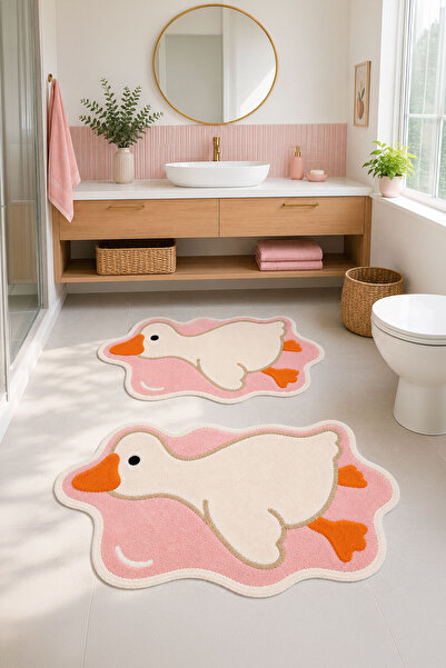 Toronto Home Digital Non-Slip Washable Duck Double Bath Mat Bathroom Rug Bath...