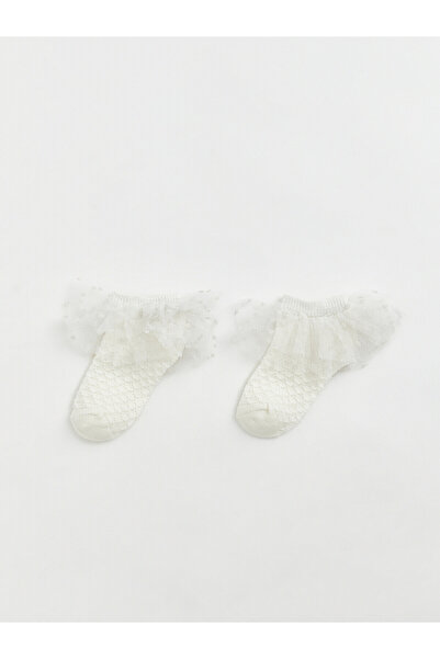 LC Waikiki Nevavm Farkıyla Lcw Baby Ecru Plain 2-Pack Baby Girl Booties Socks