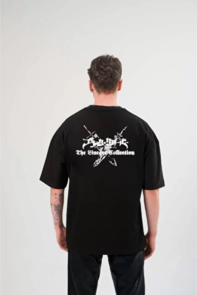 Wear Up Unisex Crew Neck Printed Oversize T-Shirt - Black