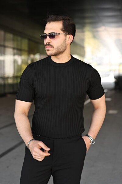 Generic Brand Men's ribbed crew neck short sleeve t-shirt