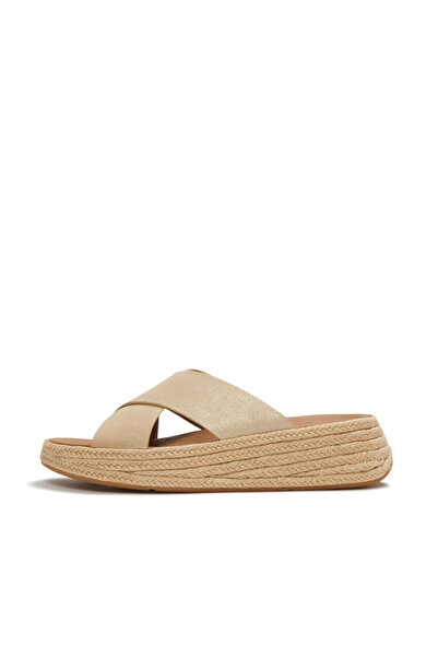 Fitflop صندل نسائي F-Mode من الجلد اللامع بتصميم متقاطع