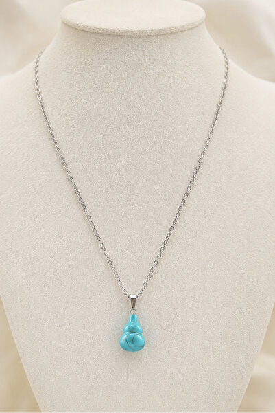 OceanDesign Natural Turquoise Stone Necklace for Women, Non-Tarnish Stainless...