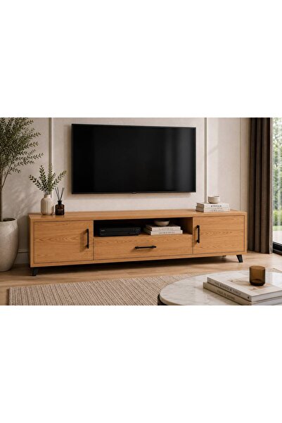 Balçova Design Modern TV Ünitesi 180 cm Tek Çekmeceli Kapaklı TV Sehpası