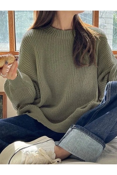 DepoExport Women's Premium Crew Neck Oversize Knitwear Sweater Soft Knitted S...