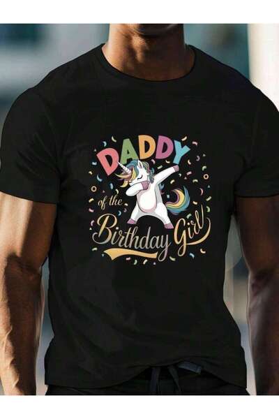 LİNA06 تي شيرت رجالي بطبعة "Daddy Of The Girl"، طباعة يونيكورن لطيفة، أكمام ق...