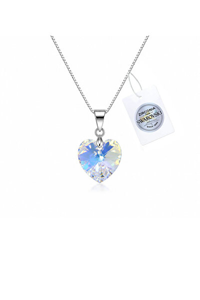 Brezza Lusso Jewelry 925 Ayar Gümüş Avusturya Kristali Taşlı Kalp 14mm Crysta...