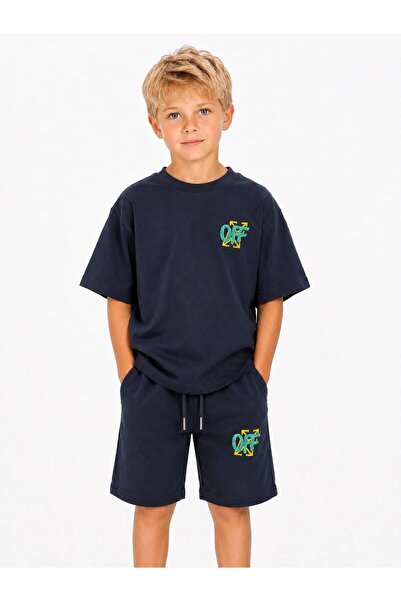 Generic Brand Boy's Oversize Printed Shorts and T-Shirt Set – Soft Fabric wit...