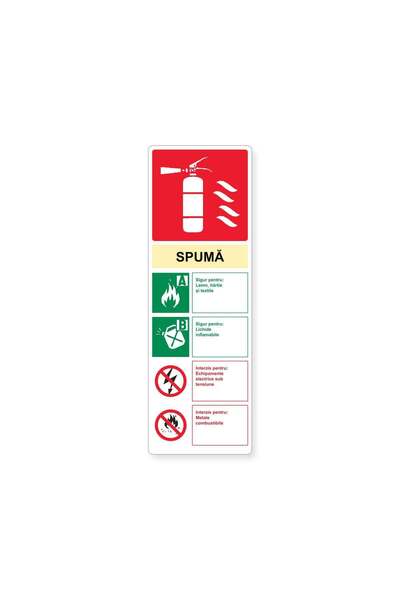 PAS Autocolant cu instrucțiuni pentru stingătorul cu spumă, PVC autoadeziv, 1...