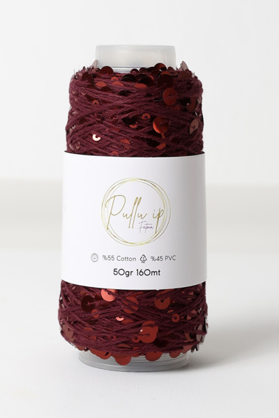FATMA PULLU İP Sequin Yarn 160 Meters in 50 Gram Skeins Sequin Size: 3Mm+6Mm